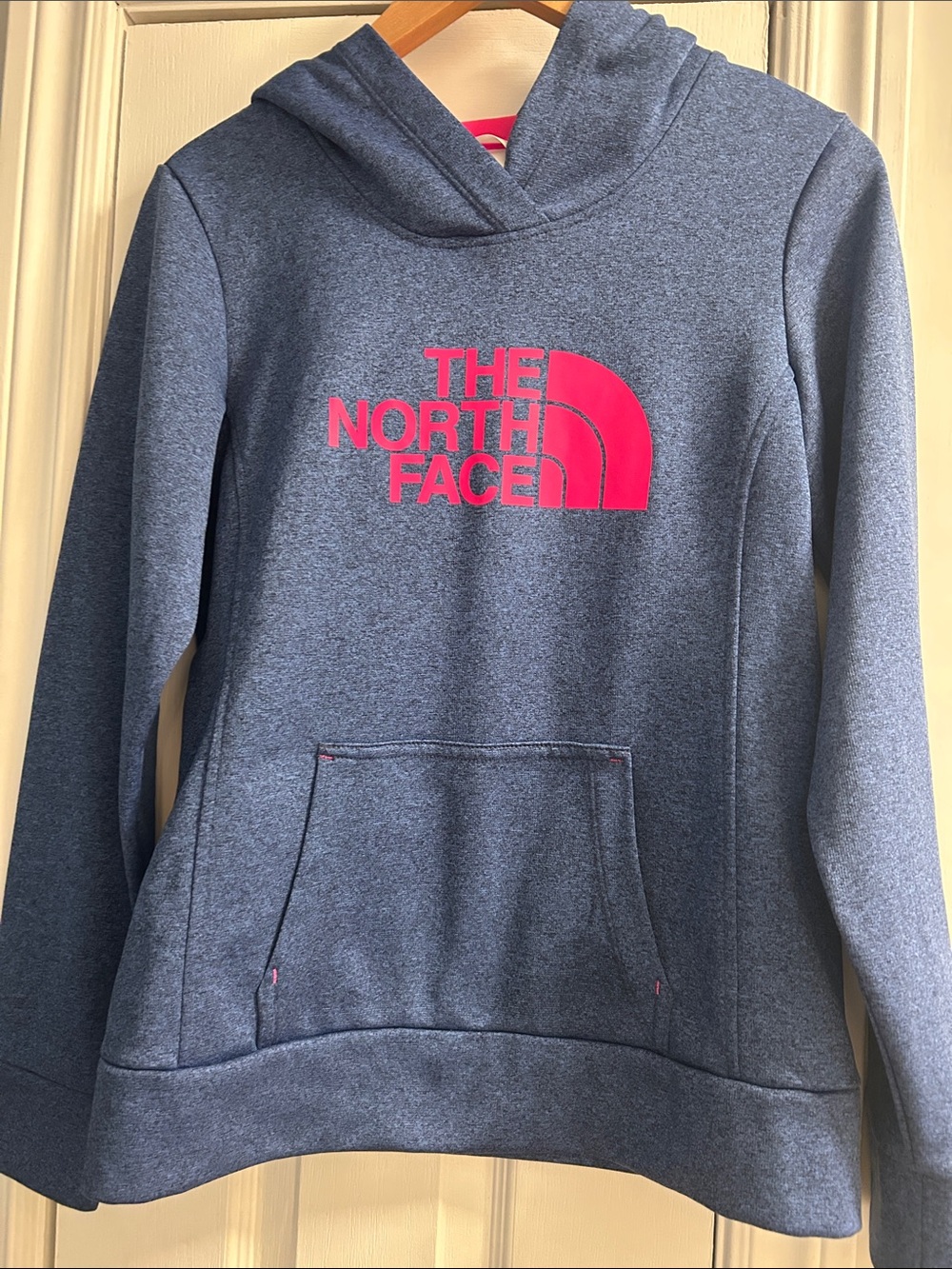 The North Face Women's Hoodie - Navy with Hot Pink Trim